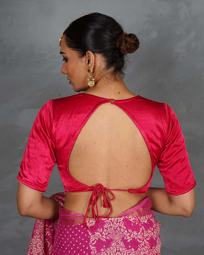 Aahana Magneta Pink Mashru Silk Blouse - TARA - Image 3