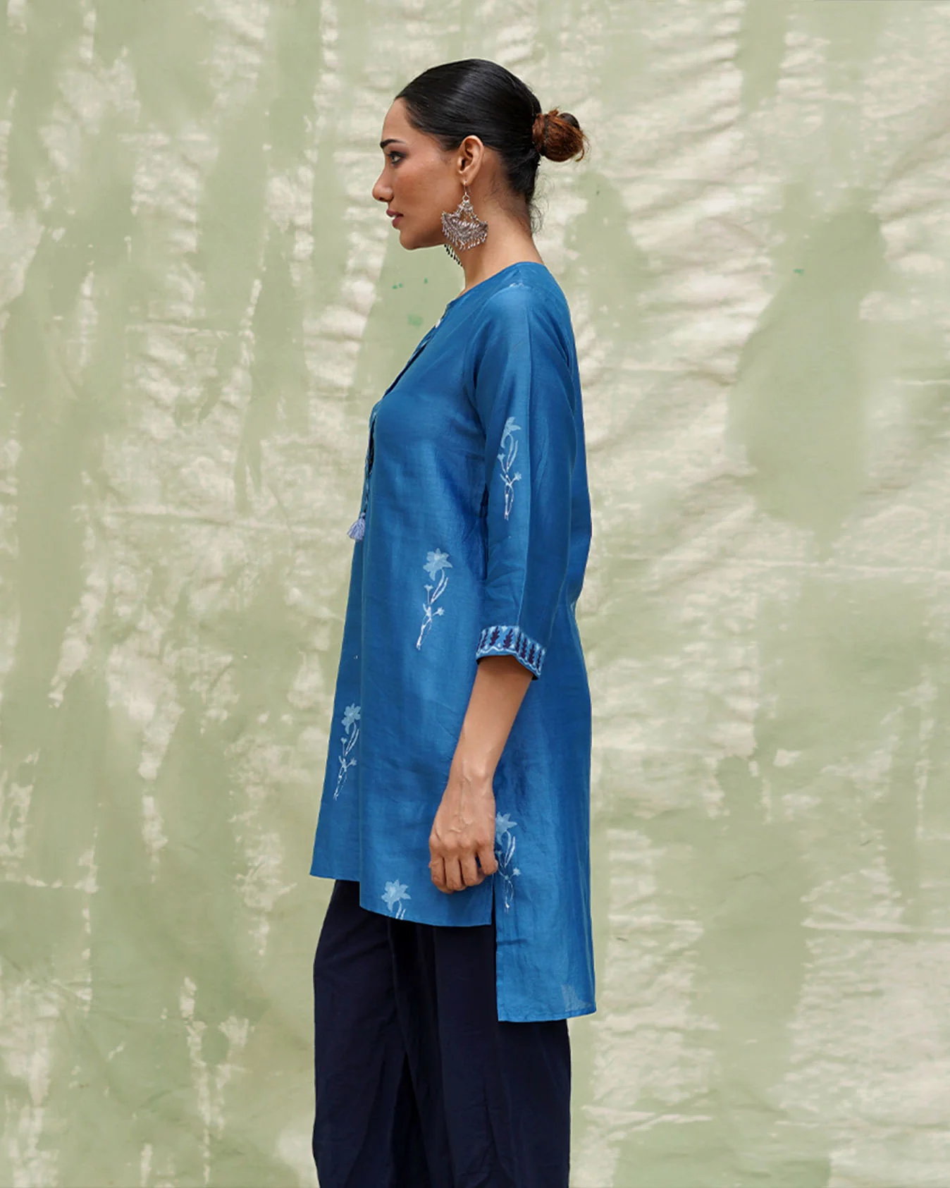 Aasmani Khwab Blue Handblock Printed Chanderi Silk Kurti - CHD - Image 10