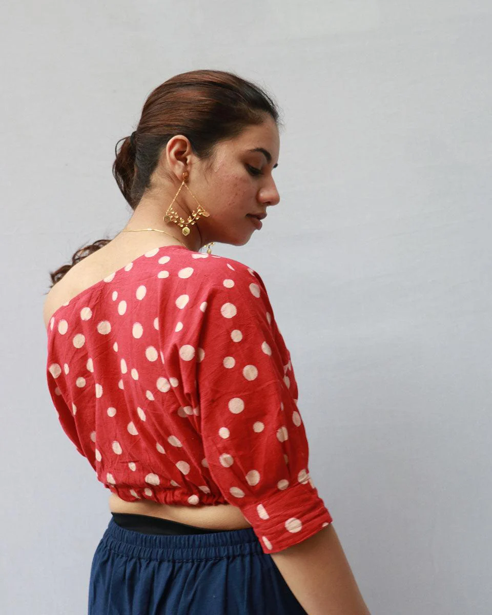 Alice Hand Block-Printed Cotton Blouse - Polka - Image 4