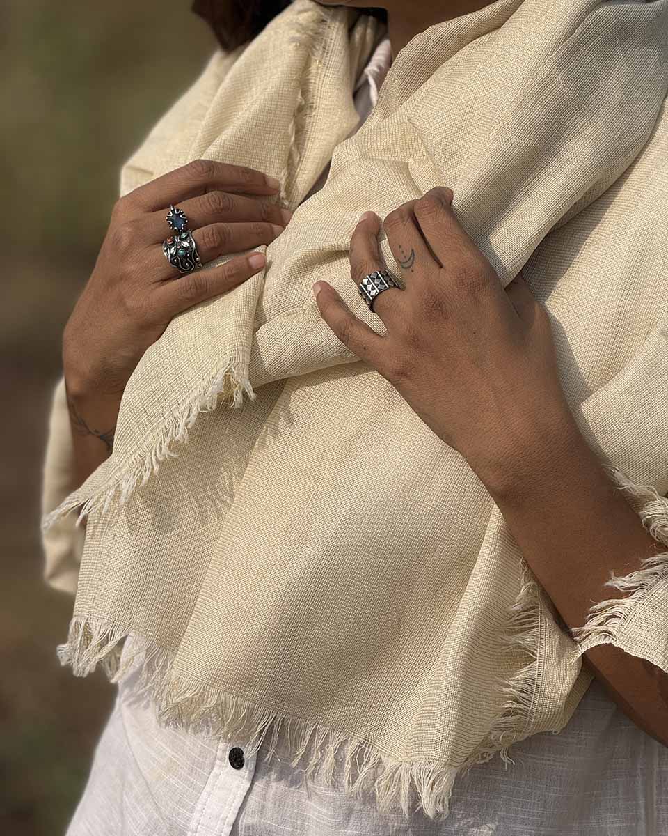 Alpine Glow Pure Wool Zari Shawl - Image 2