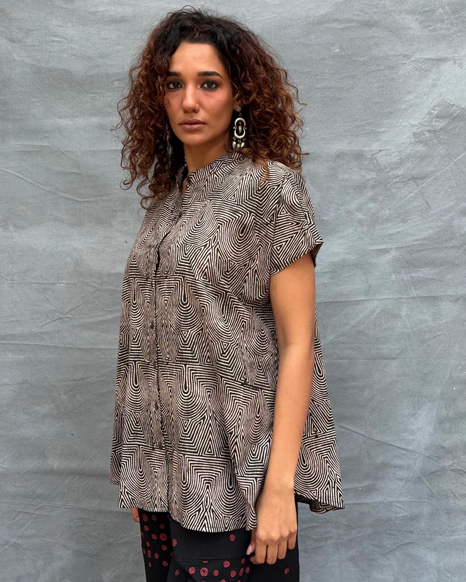 Amber Horizon Blockprinted Cotton Top - Image 5