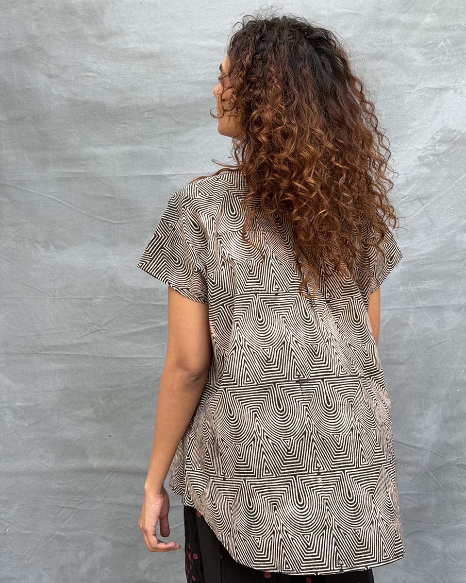 Amber Horizon Blockprinted Cotton Top - Image 7