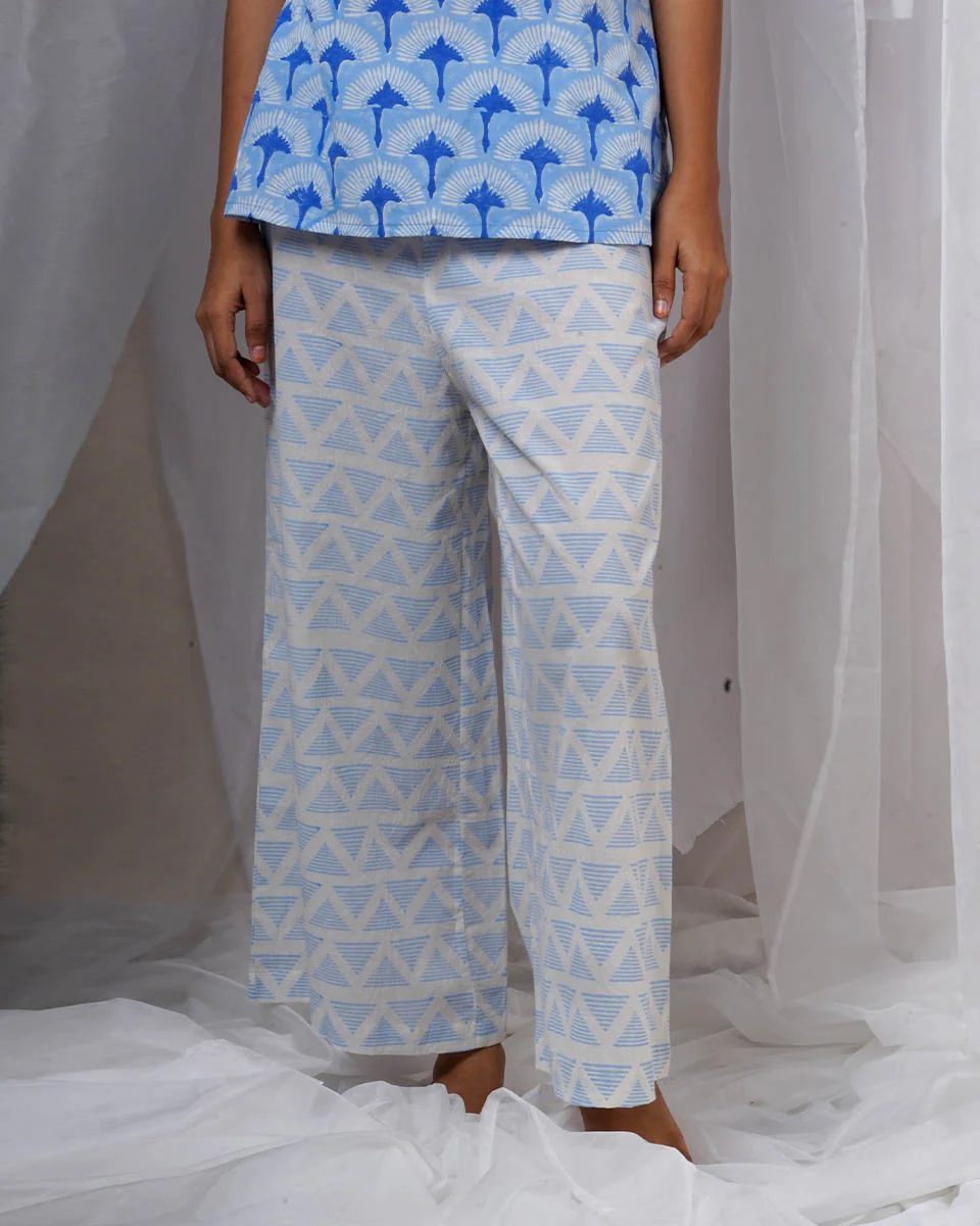 Anvi Blue Hand Block Printed Bottom Pant-BAD - Image 2