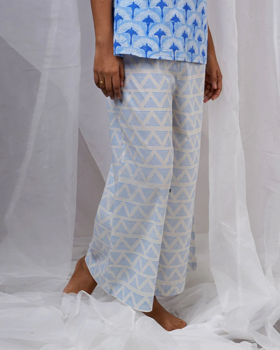 Anvi Blue Hand Block Printed Bottom Pant-BAD - Image 4