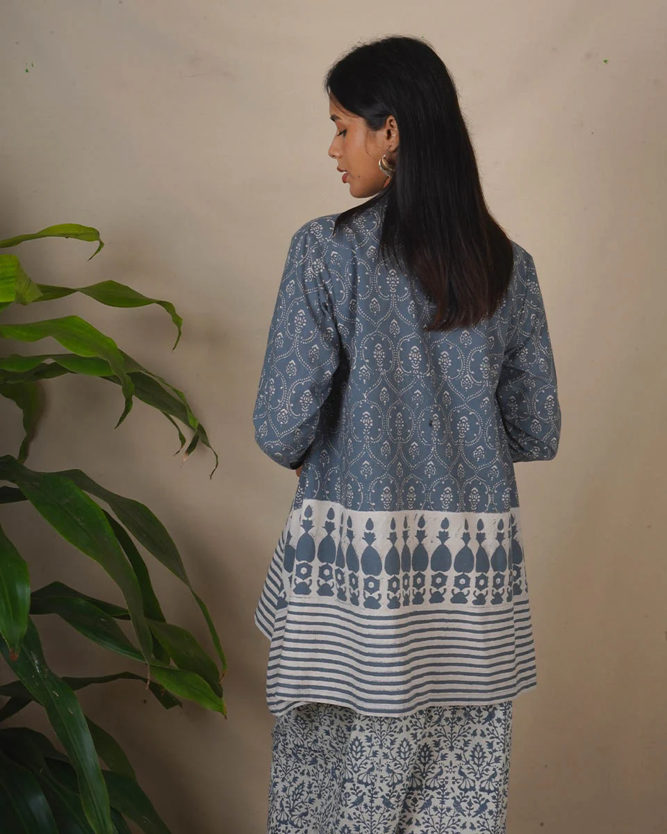 Ashen Shore Grey Block Printed Top - BMS - Image 4