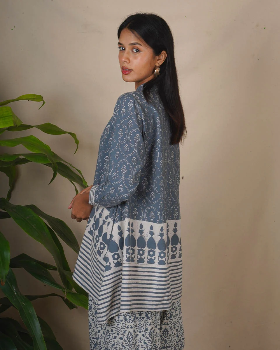 Ashen Shore Grey Block Printed Top - BMS - Image 5