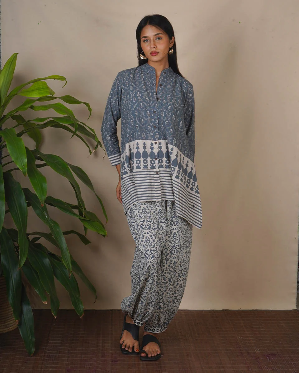 Ashen Shore Grey Block Printed Top - BMS - Image 7