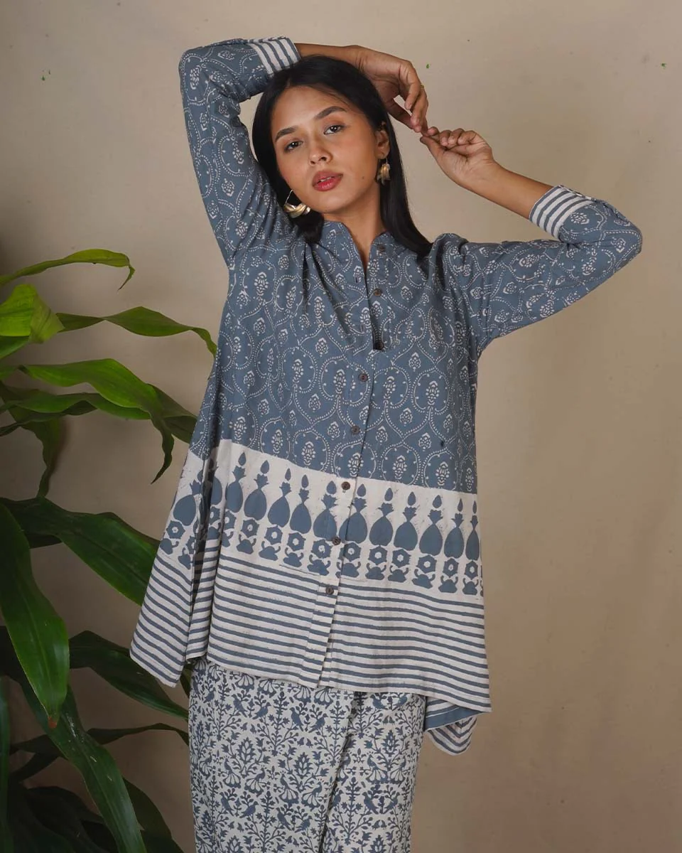 Ashen Shore Grey Block Printed Top - BMS - Image 8
