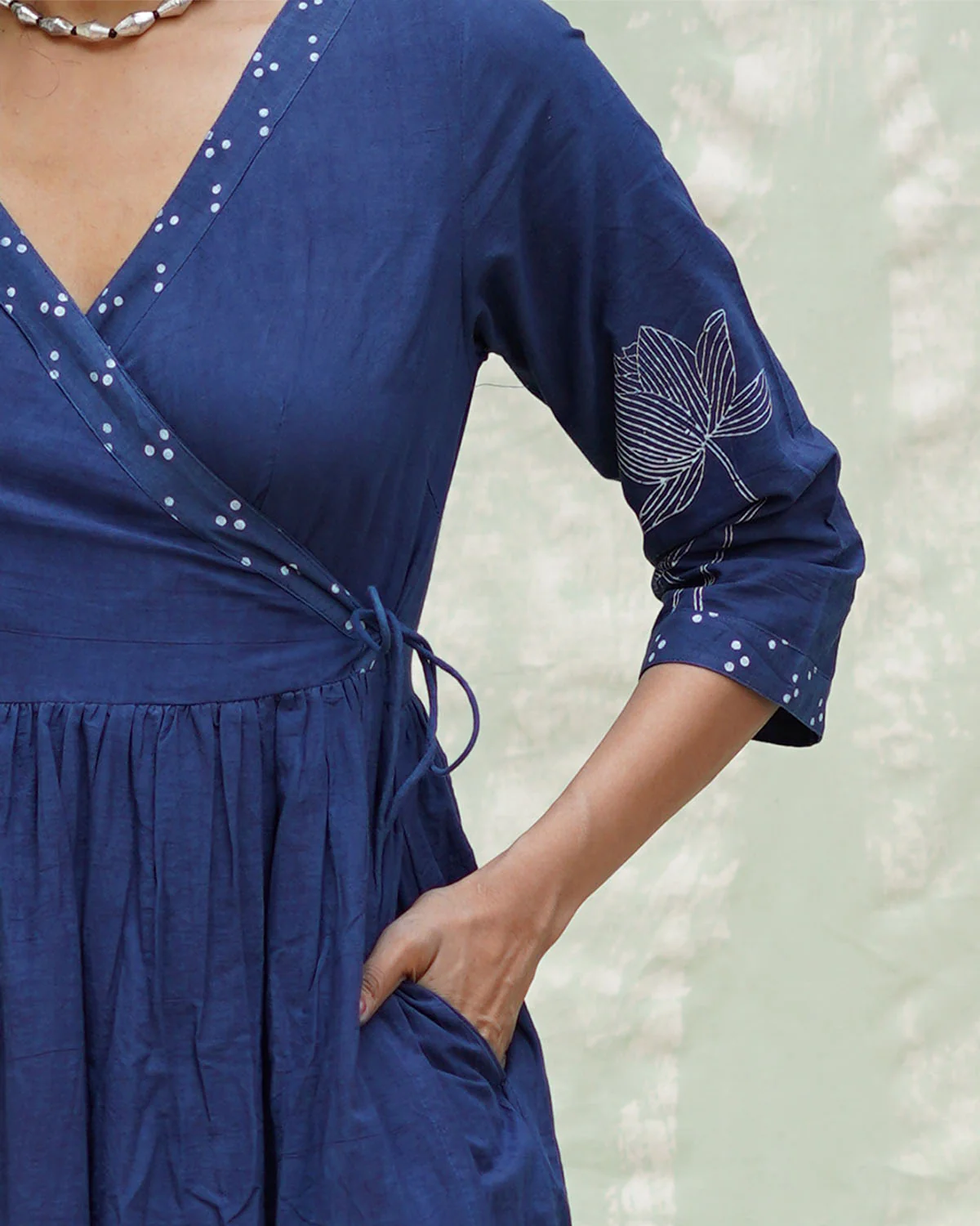 Aslekhi Blue Handblock Print Cotton Dress - INDI - Image 4