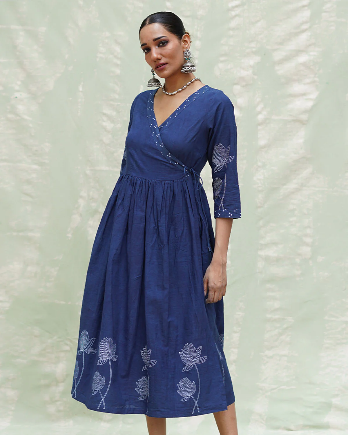 Aslekhi Blue Handblock Print Cotton Dress - INDI - Image 7