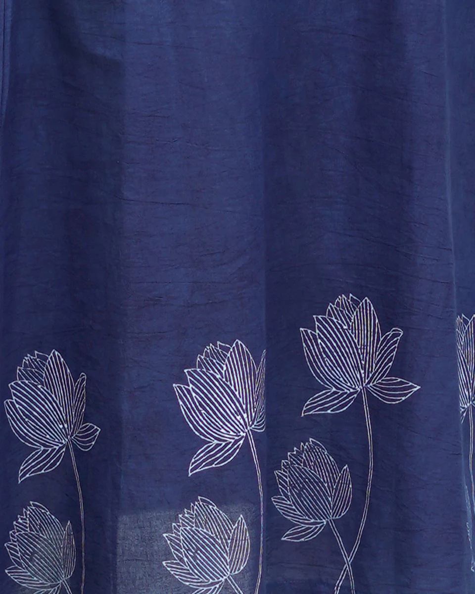 Asravi Blue Handblock Print Cotton Dress - INDI - Image 5