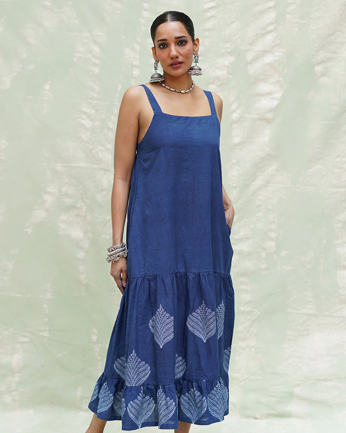 Bahar Blue Handblock Print Cotton Dress - INDI - Image 6