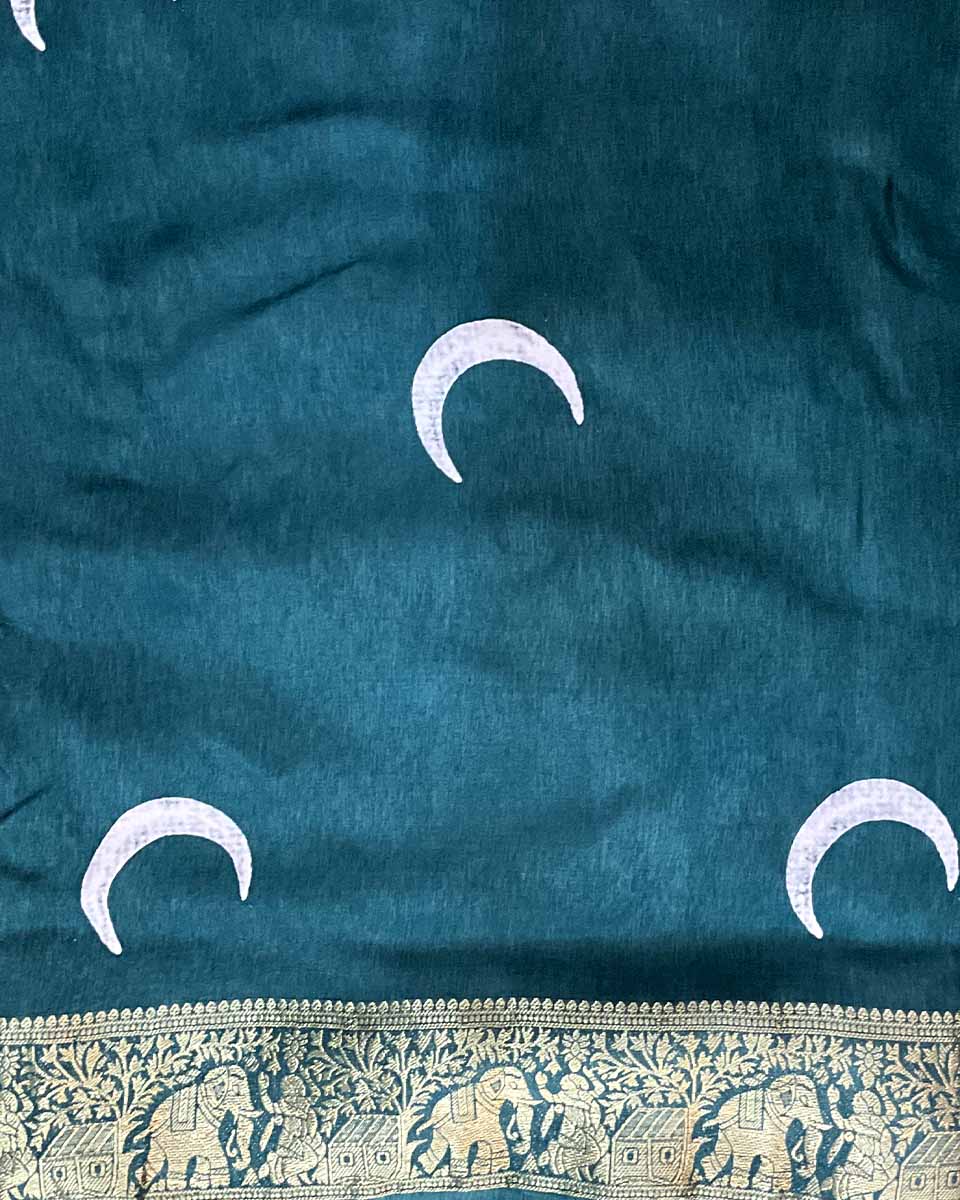Bansari Blockprinted Dola Silk Saree - RB - Image 15