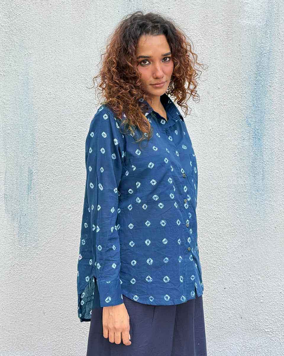 Bard of Blue Bandhej Cotton Shirt - Image 4