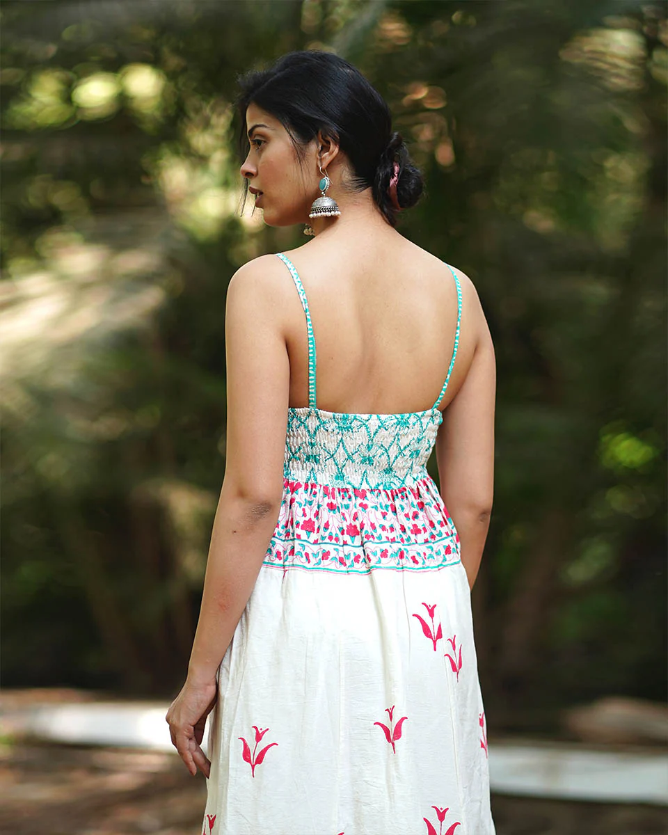 Begoniaas Blush Ivory Block Printed Dress - MMG - Image 6