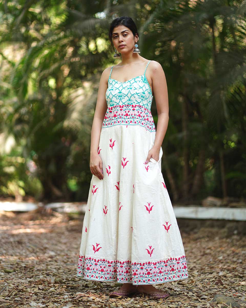 Begoniaas Blush Ivory Block Printed Dress - MMG - Image 9