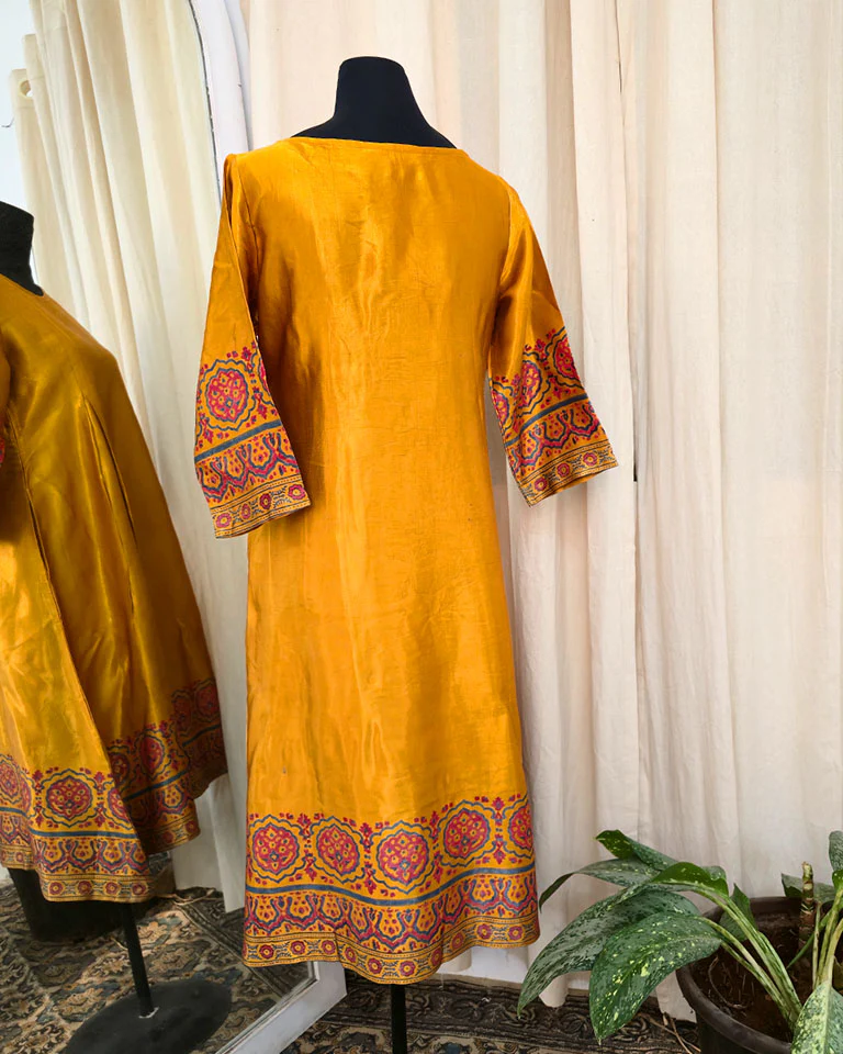 Hana Mustard Yellow Handblock printed kurta - Love Despite - Image 3