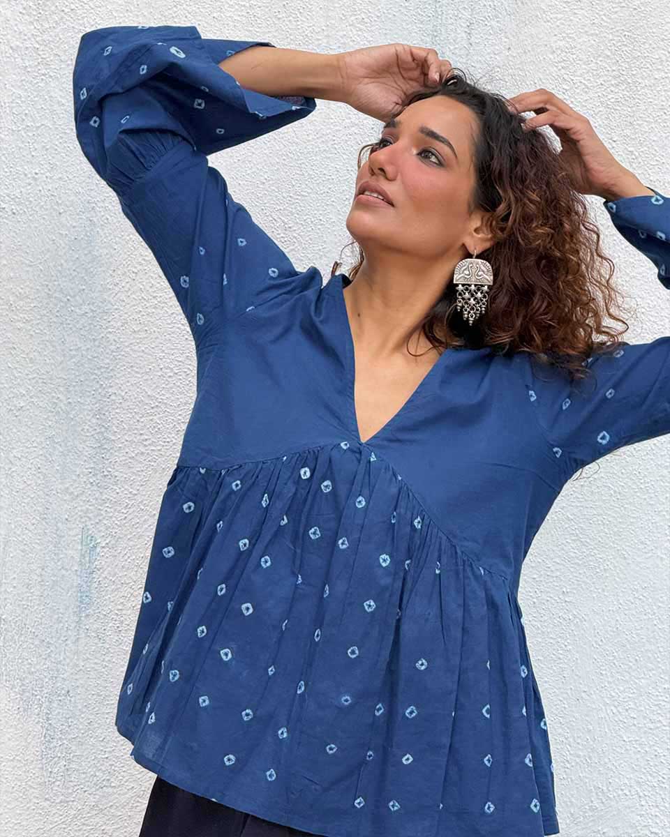 Bluebird Bandhej Cotton Top - Image 4