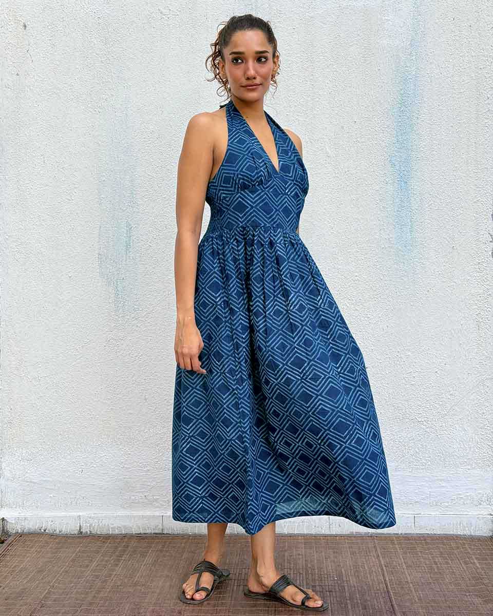 BohÃ¨me Blockprinted Cotton Dress - Image 5