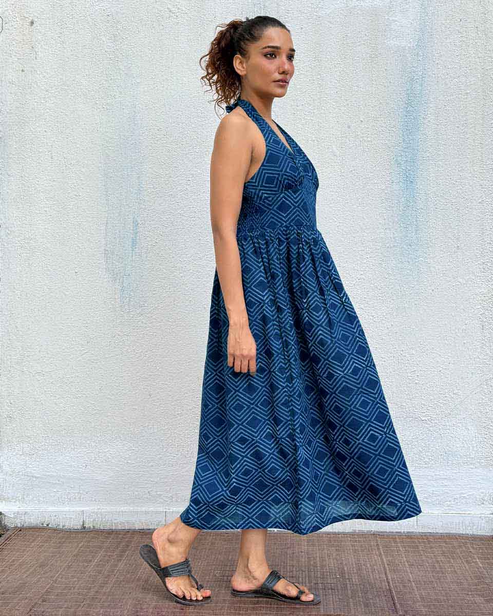 BohÃ¨me Blockprinted Cotton Dress - Image 6