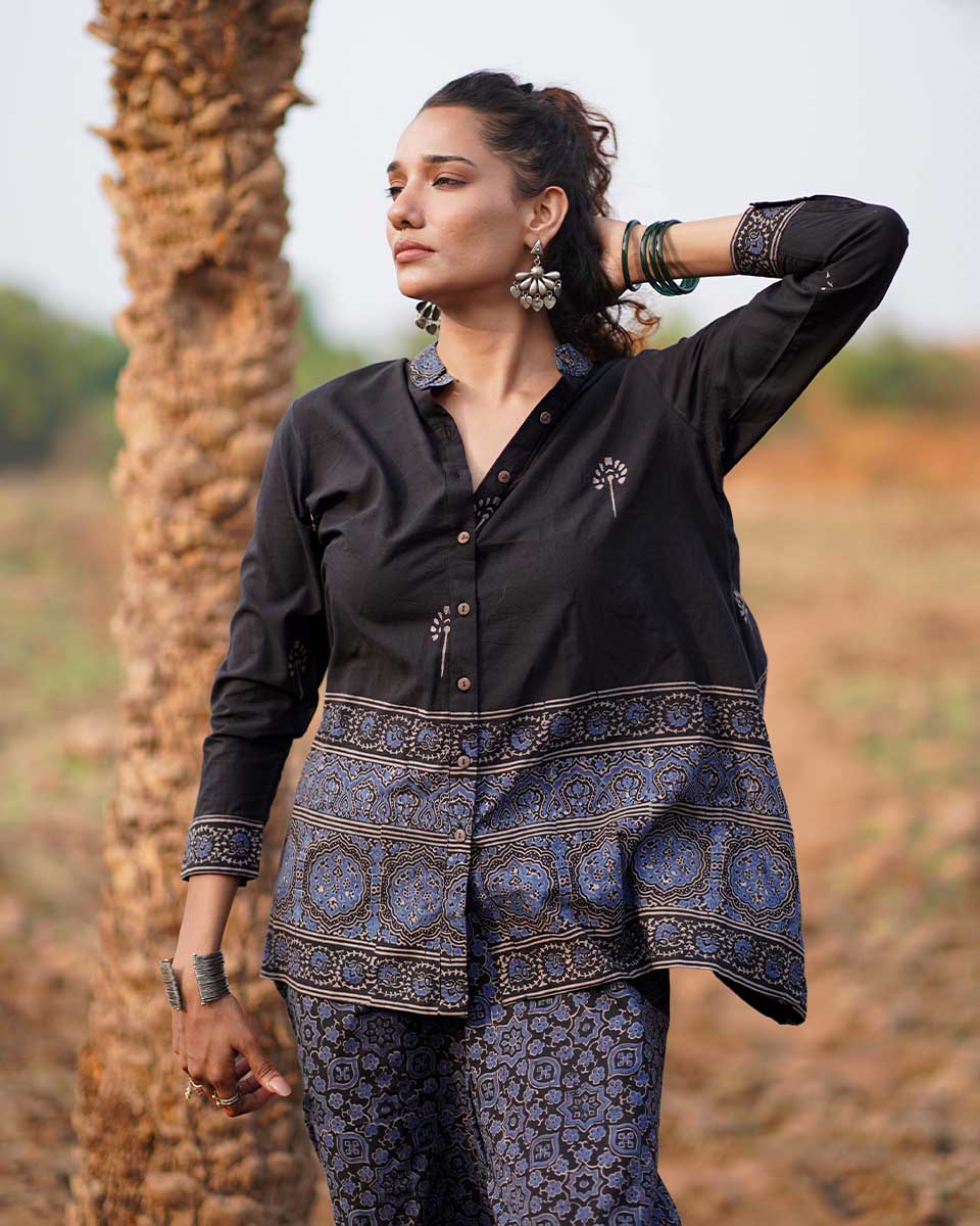 Casa Blanca Lily Blockprinted Cotton Top-WWB - Image 5