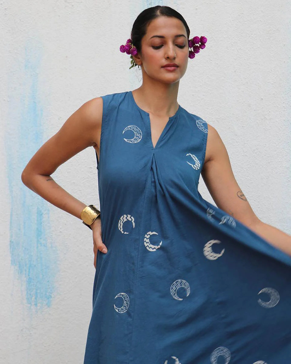 Chandramallika Block printed Cotton Kurta Set - Flower Girl - Image 7