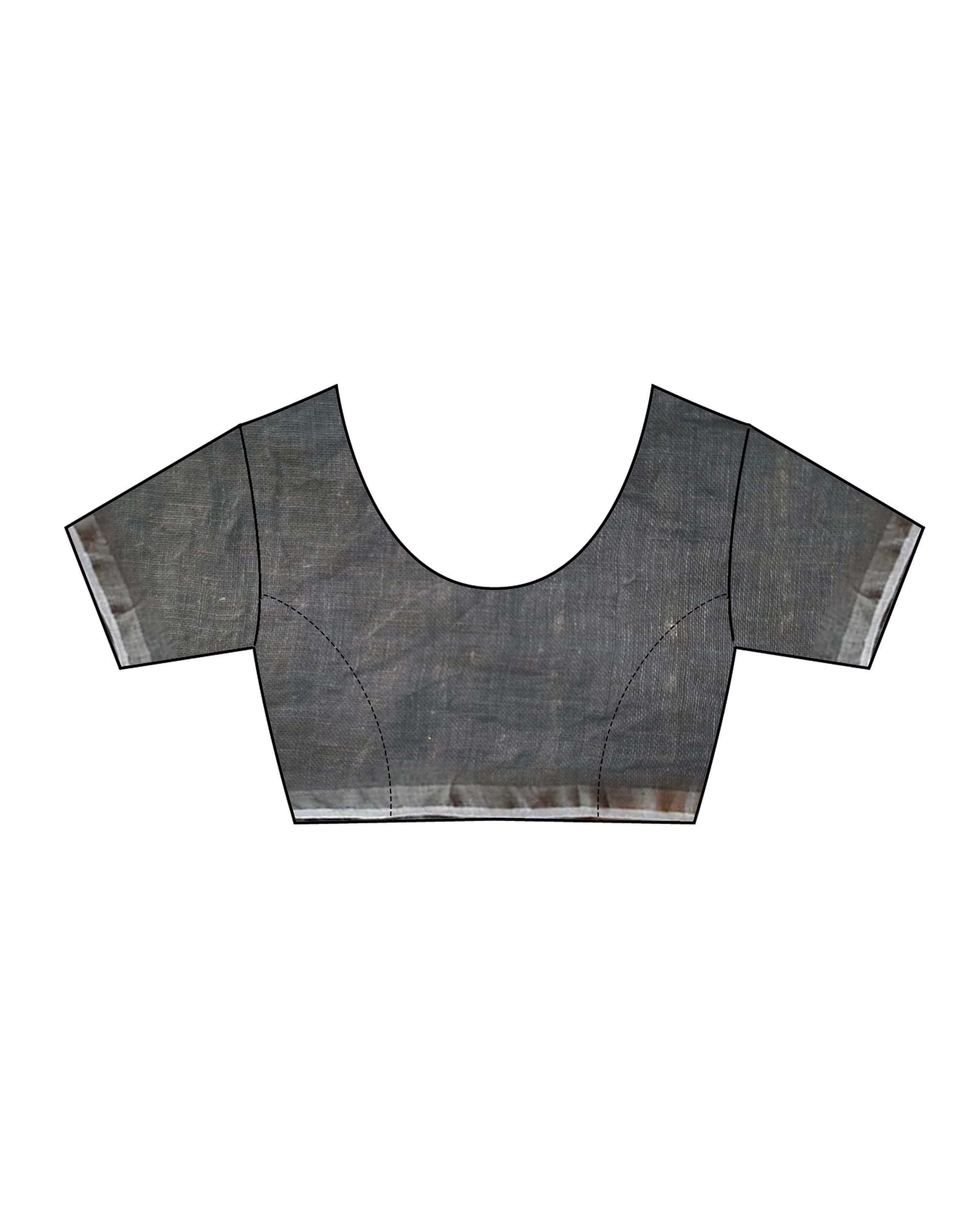 Charulata Black Golden Handwoven Linen Zari Saree - Image 13
