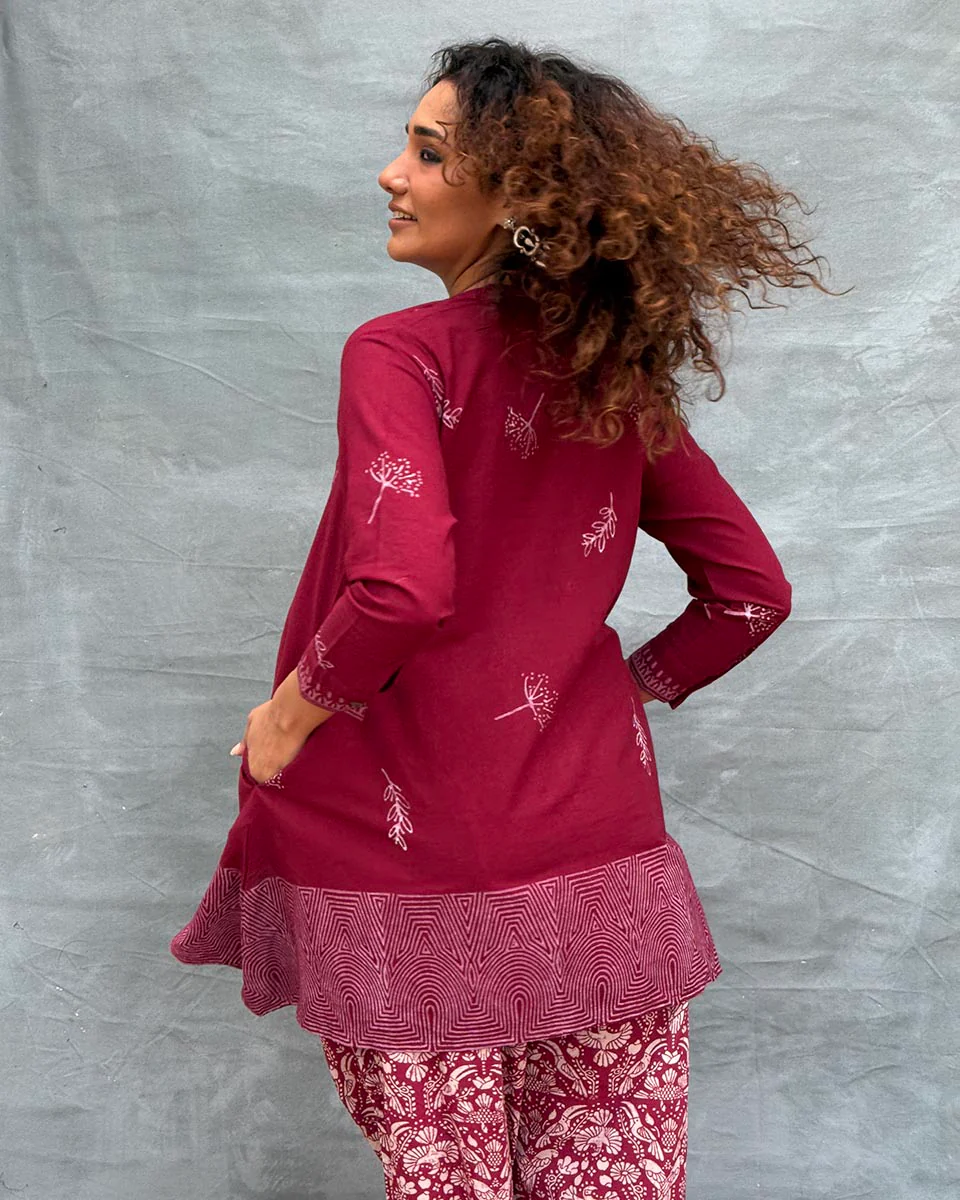 Chirp of Dawn Blockprinted Cotton Top - Image 11