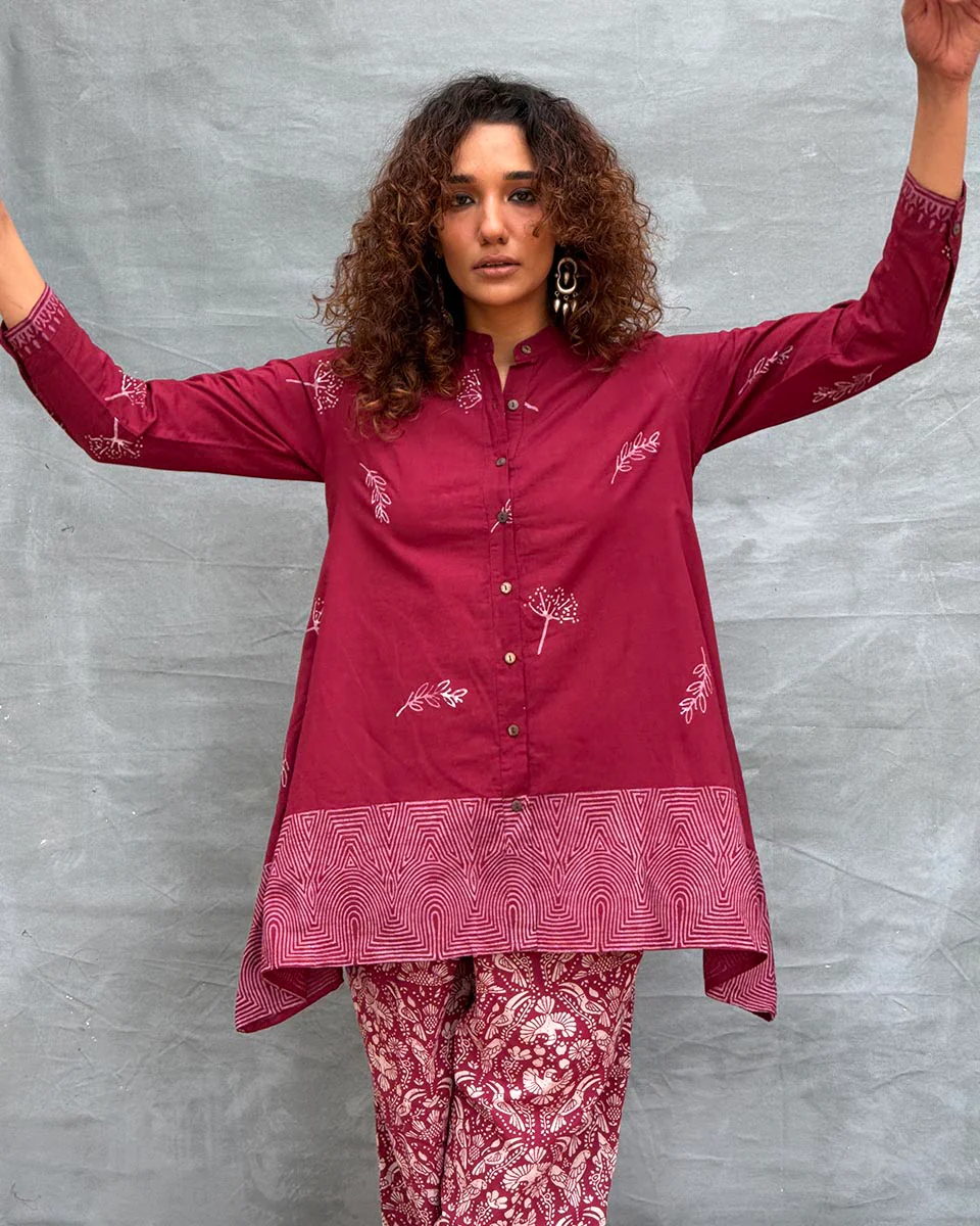 Chirp of Dawn Blockprinted Cotton Top - Image 9