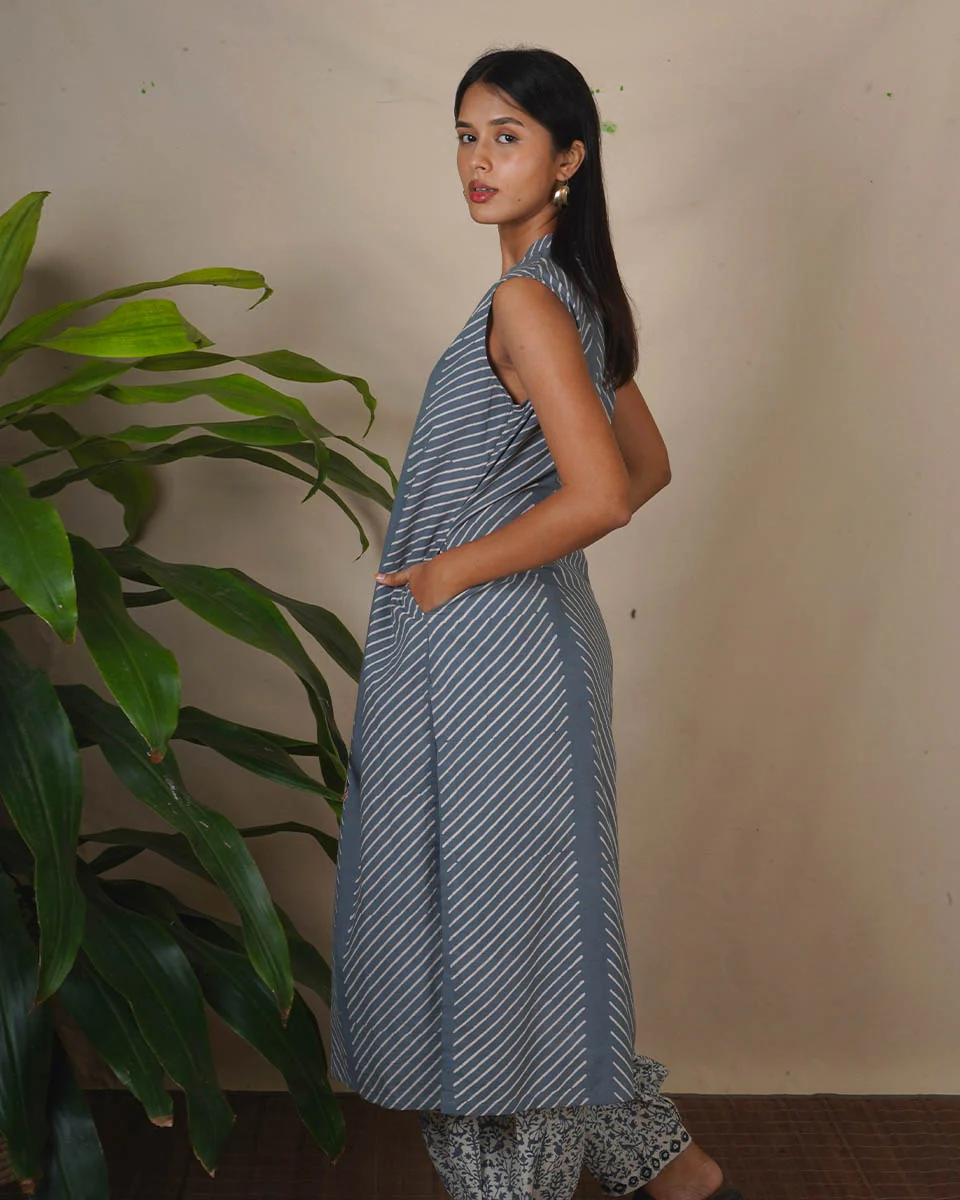 Cloud Kiss Grey Block Printed Kurti - BMS - Image 5