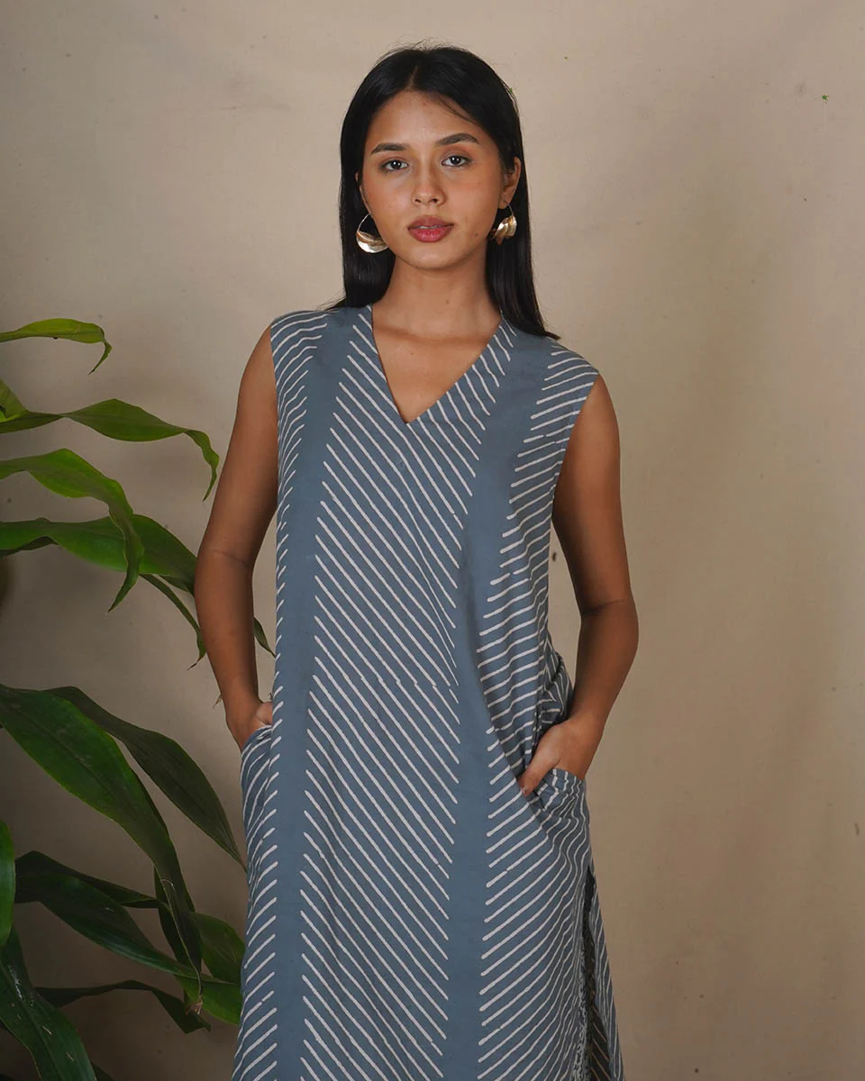 Cloud Kiss Grey Block Printed Kurti - BMS - Image 7