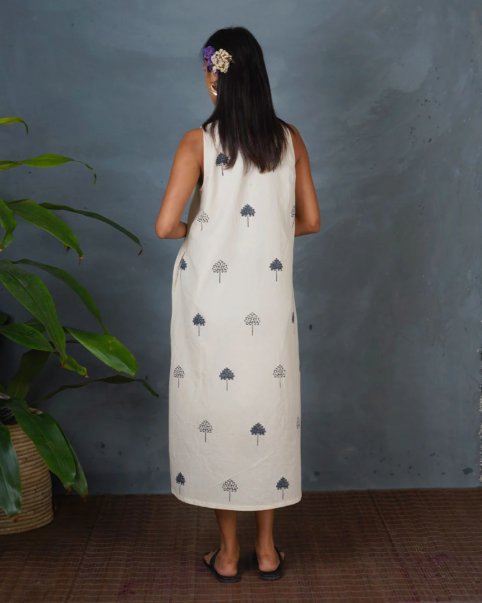 Cloudnight Ivory Block Printed Dress - BMS - Image 7