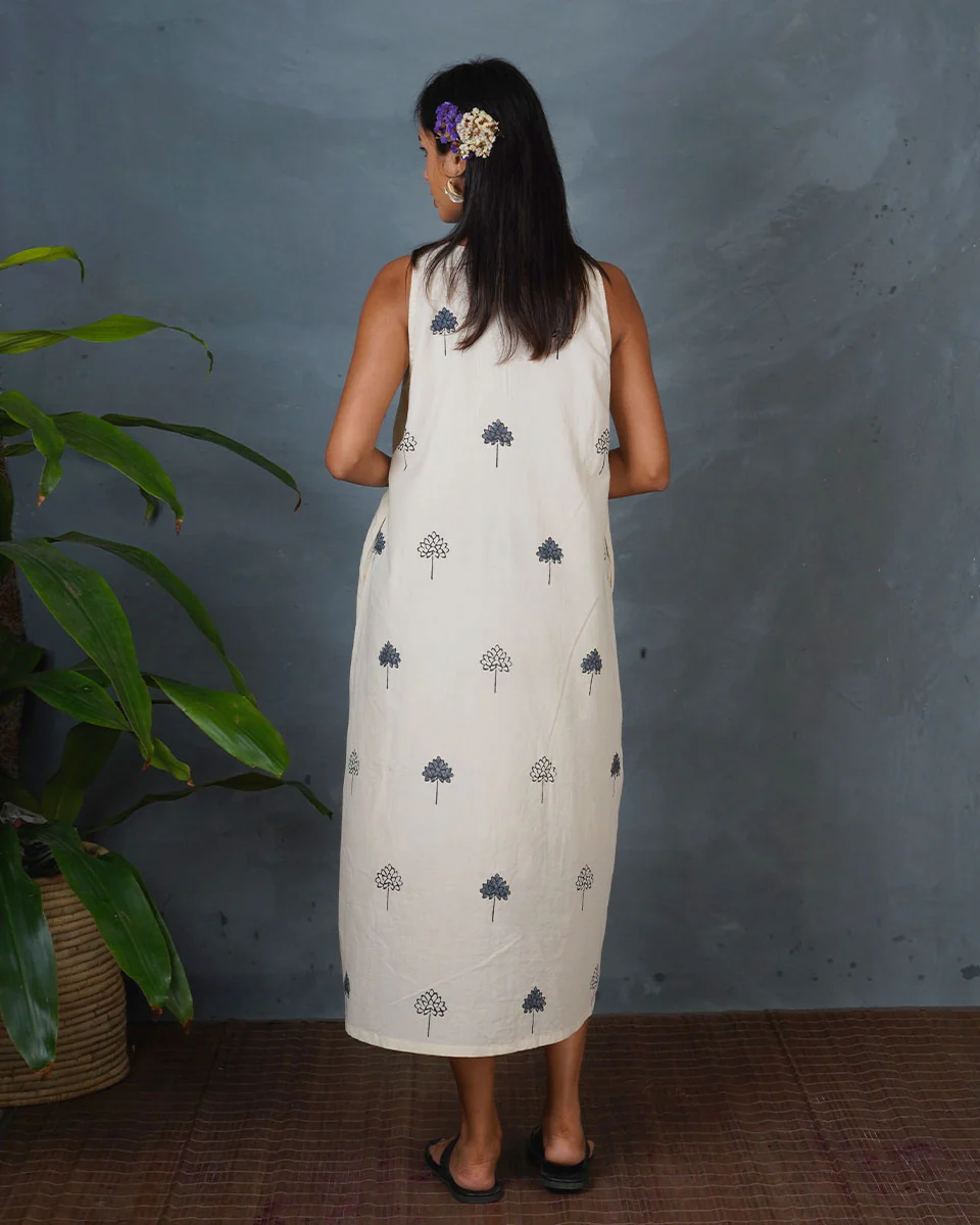 Cloudnight Ivory Block Printed Dress - BMS - Image 8