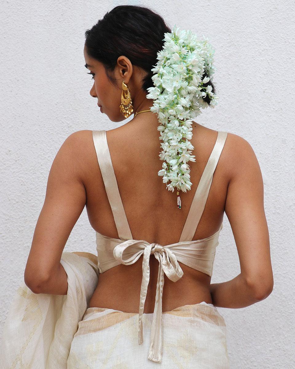 Daphne Cream Mashru Silk Blouse - Image 4