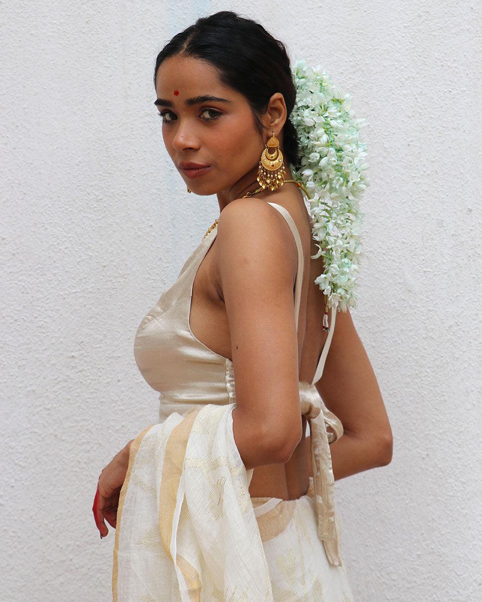 Daphne Cream Mashru Silk Blouse - Image 5