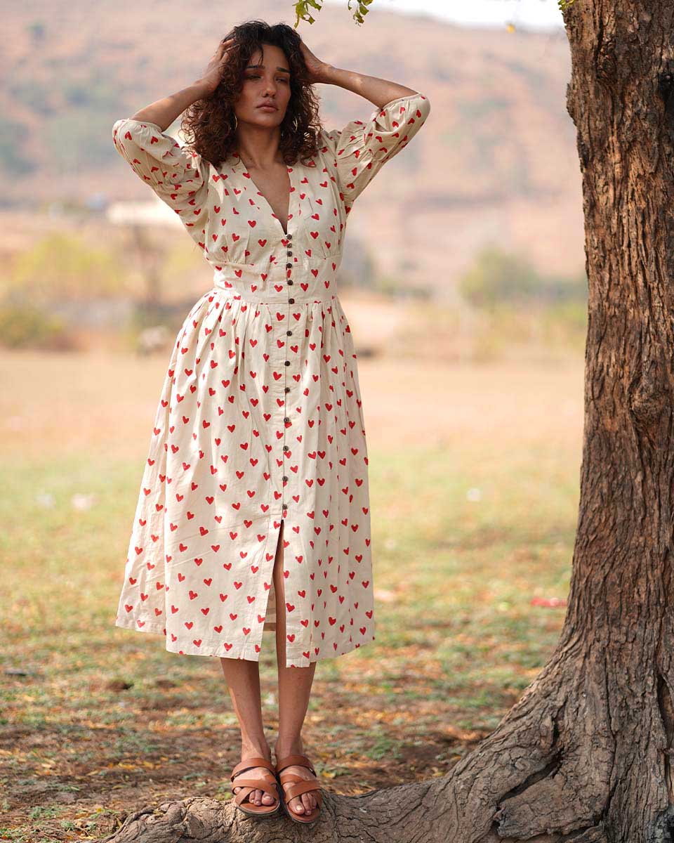 Dil Dariya Handblock Printed Cotton Dress - Image 5