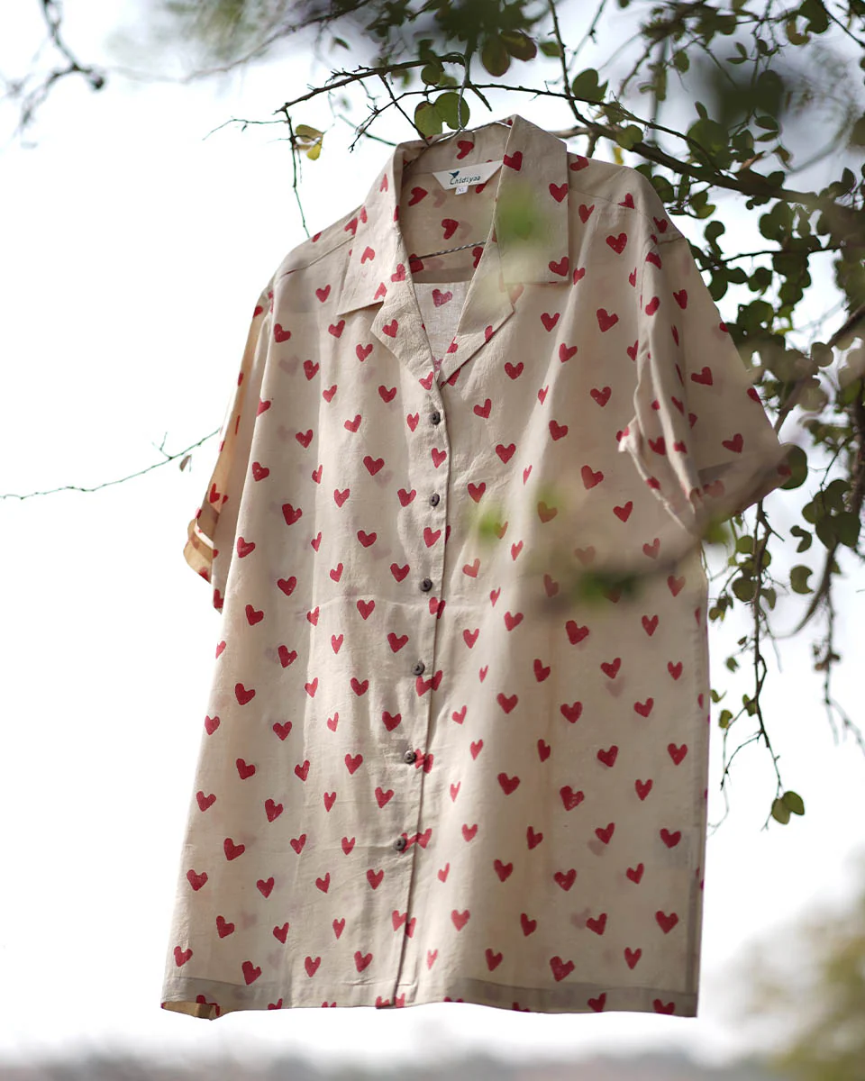 Dil De Ke Dekho Handblock Printed Cotton Men's Shirt - Image 2