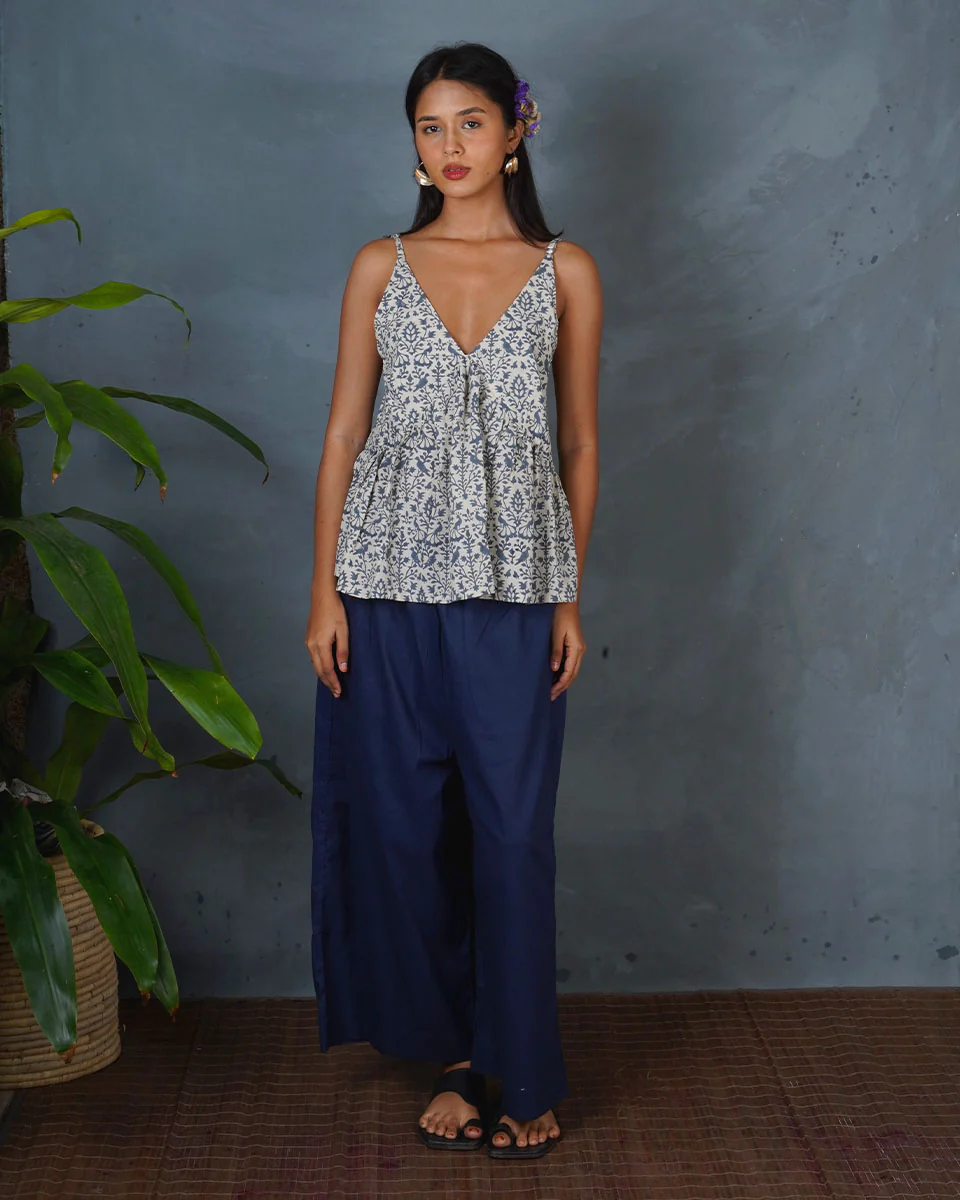 Dove's Wing Grey Block Printed Top - BMS - Image 2