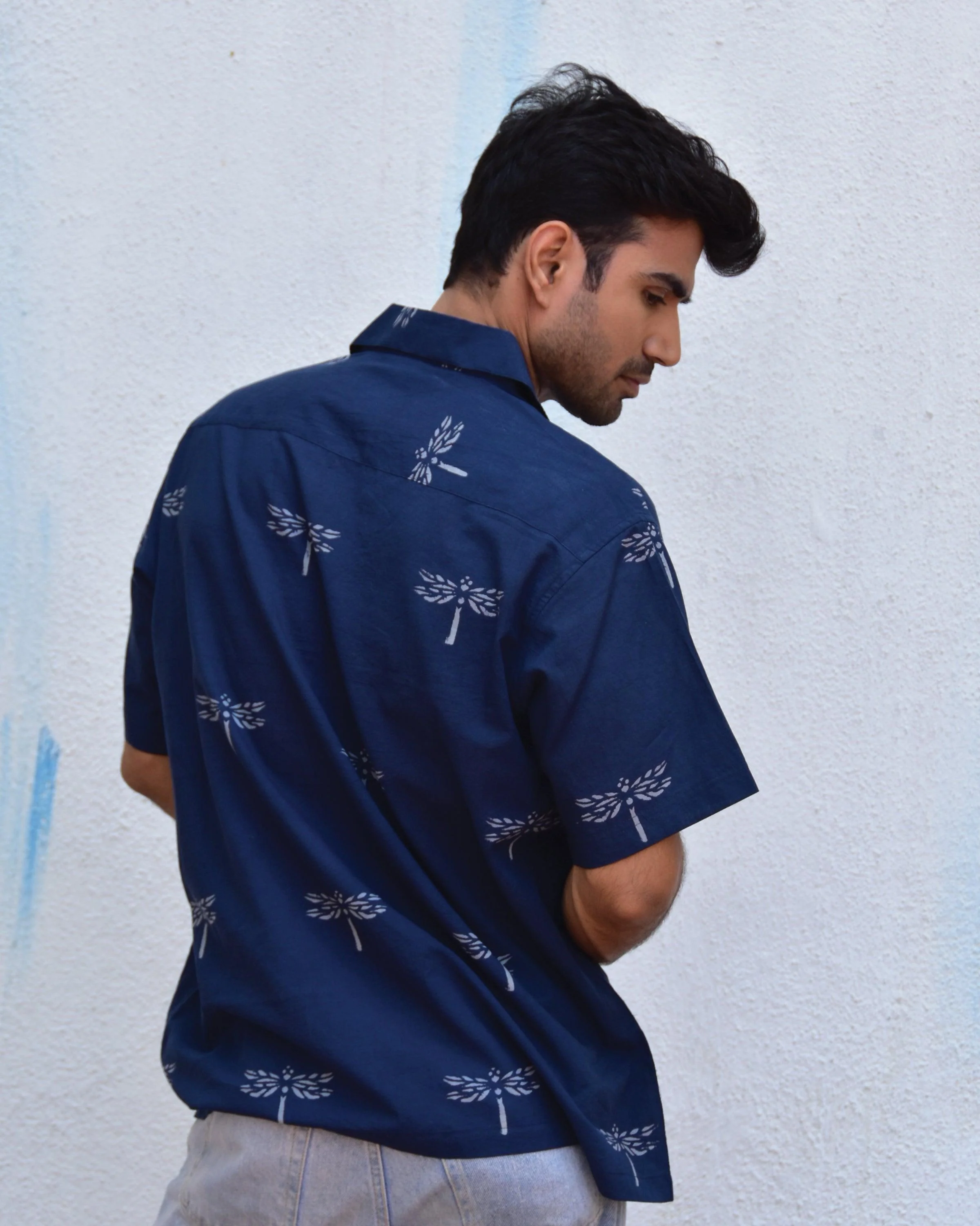 Dragonfly In Blue Handblockprinted Pure Cotton Shirt - Image 6