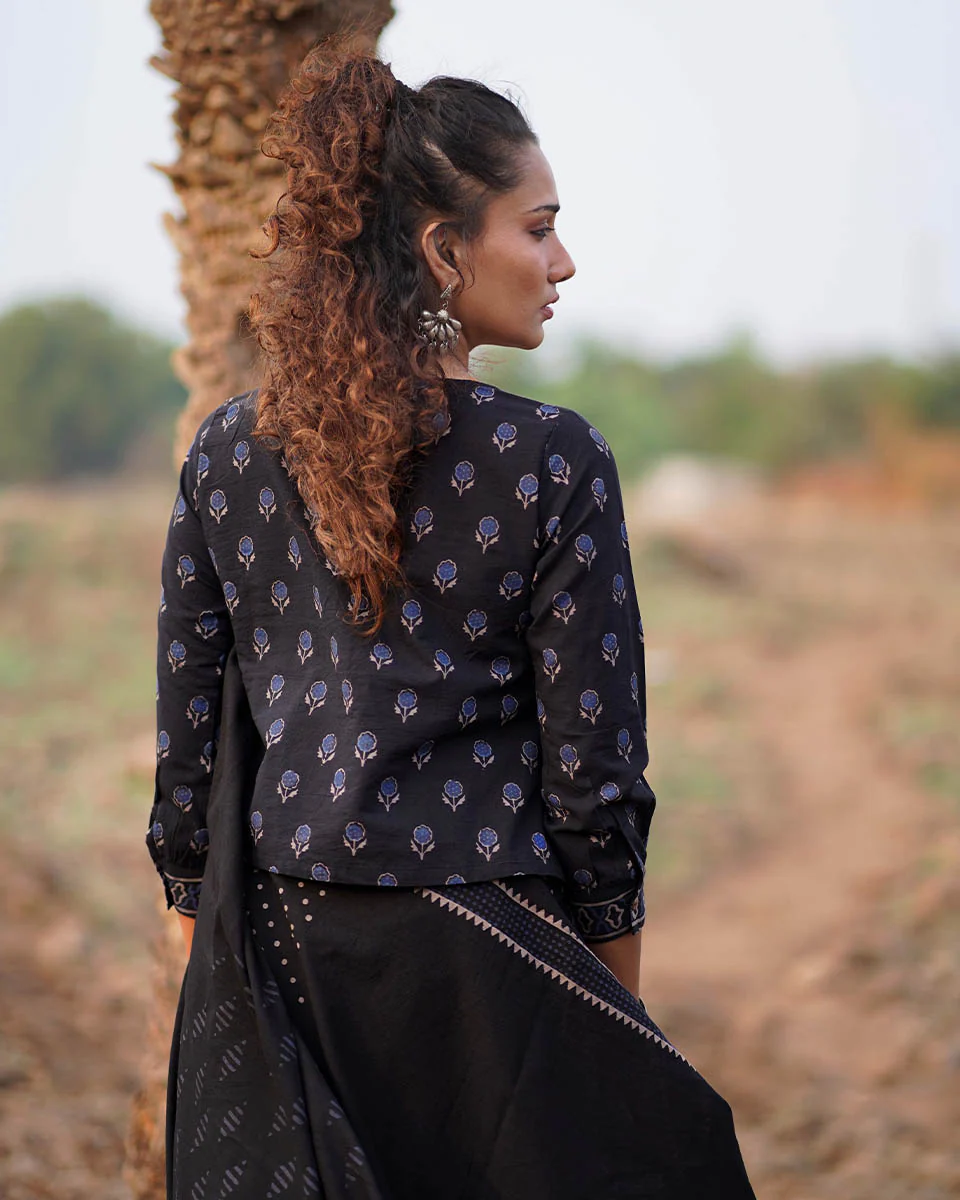 Dreamweaver Blockprinted Cotton Blouse-WWB - Image 6