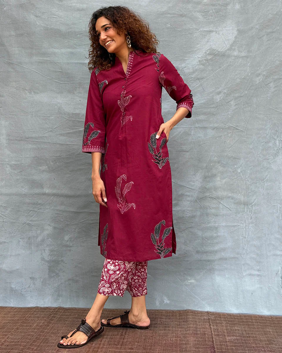 Earthâ€™s Pulse Blockprinted Cotton Kurti - Image 7