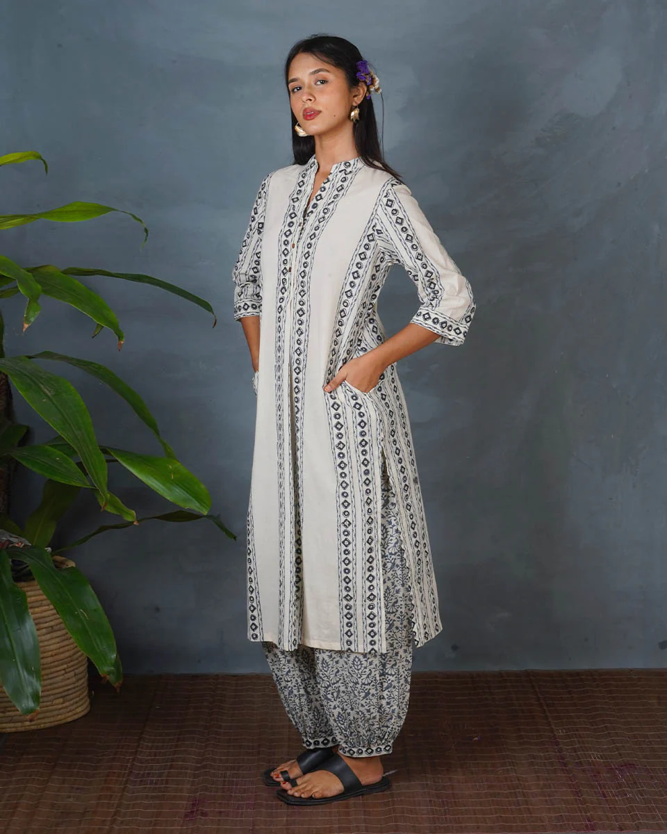 Echo Dusk Ivory Block Printed Kurti - BMS - Image 6