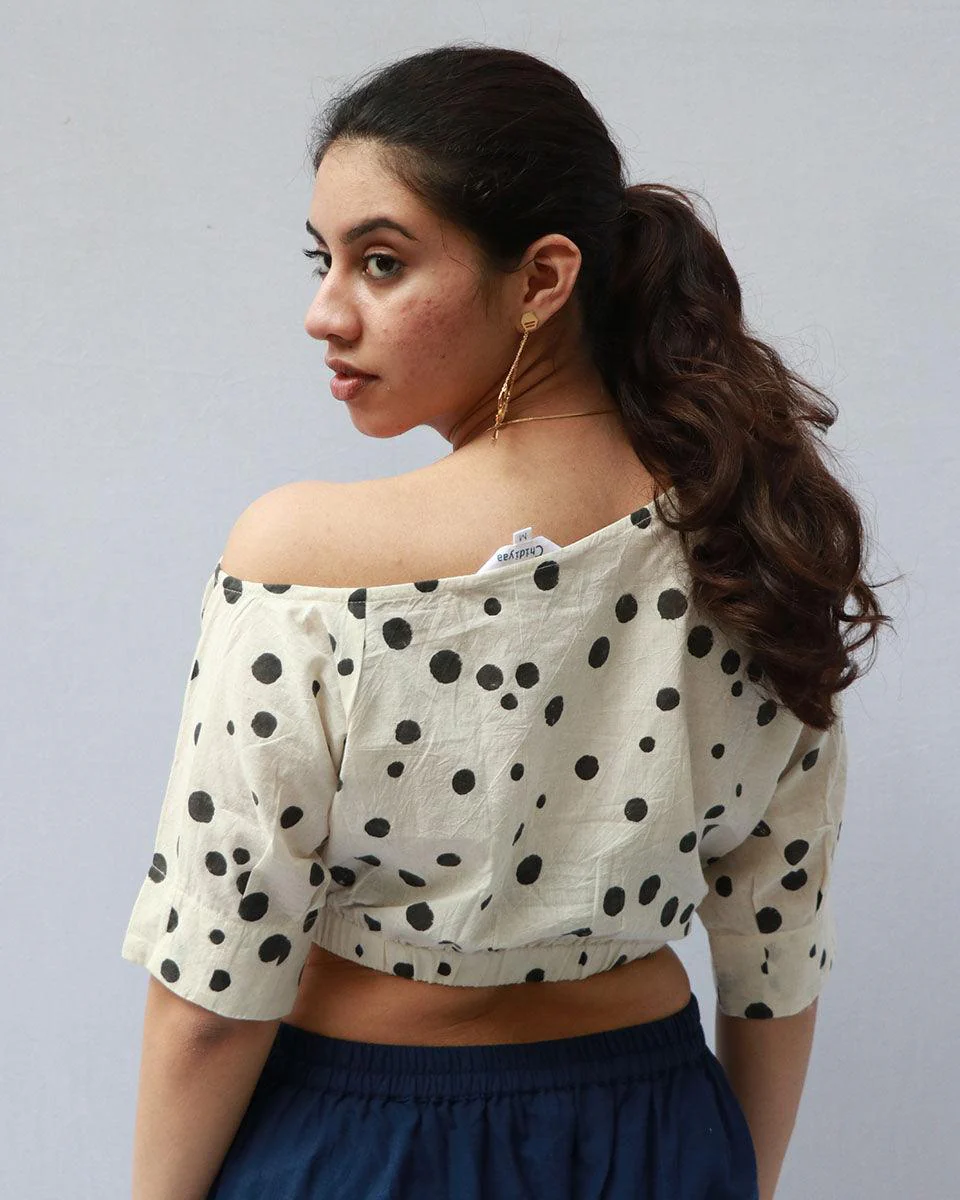 Eleanore Hand Block-Printed Cotton Blouse - Polka - Image 5