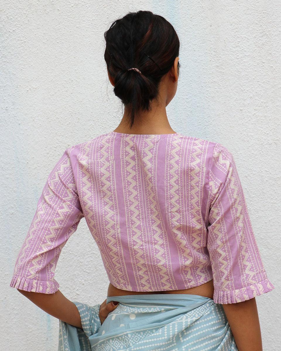 Ethereality Handblock Printed Cotton Crop Top Blouse - Image 4