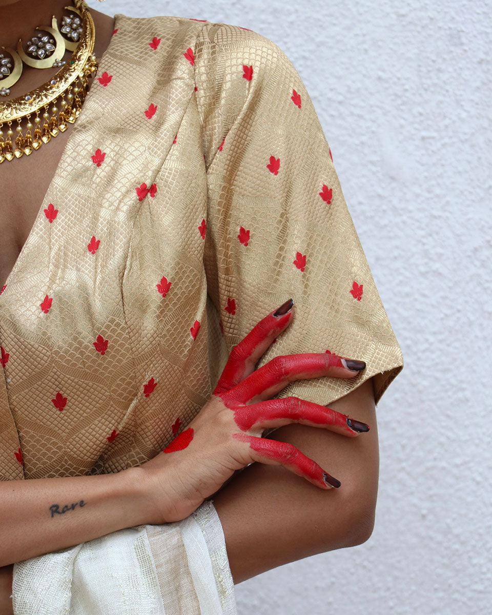 Eudora Gold Brocade Blouse - Image 2