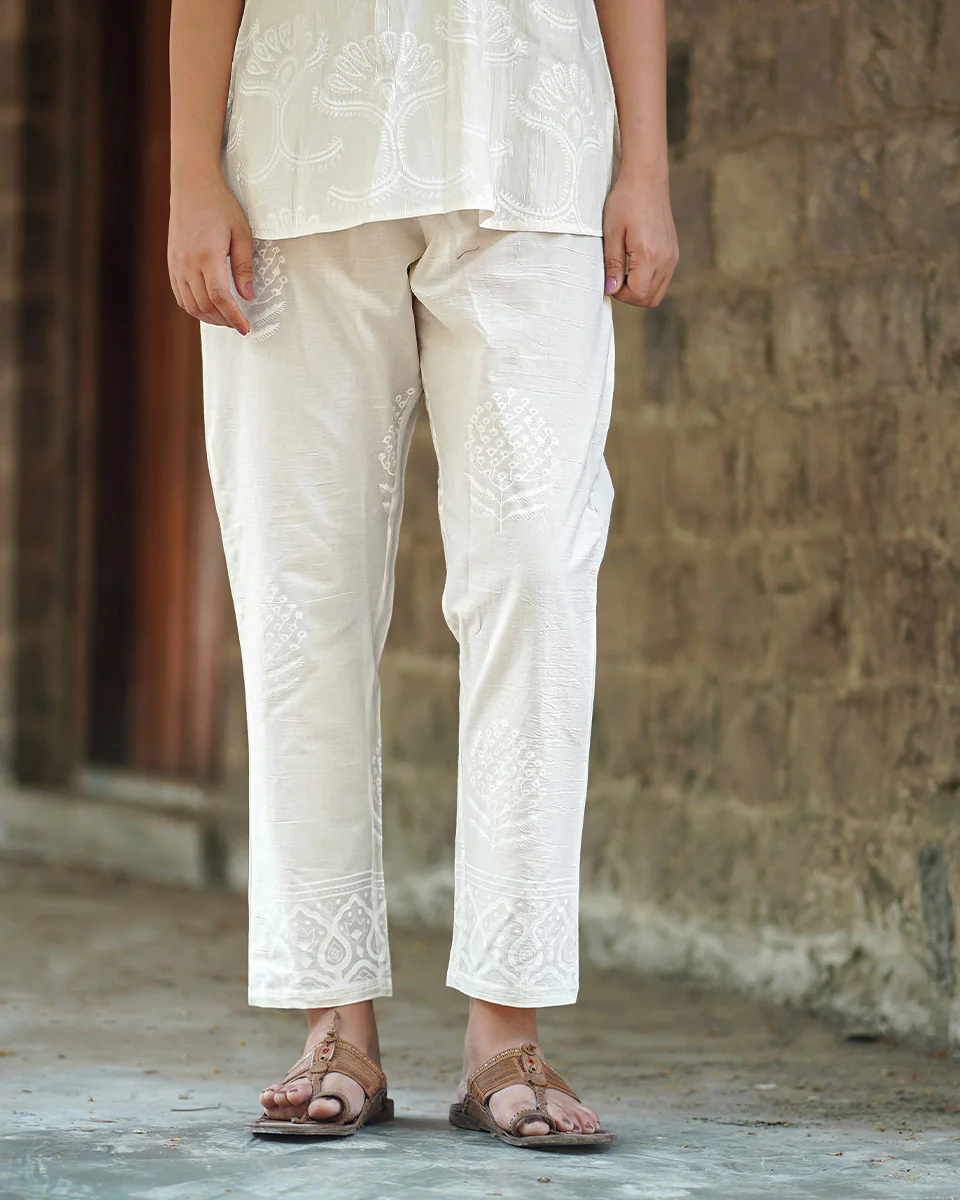 Fable of Frost Ivory Block Printed Pants - SFD - Image 2
