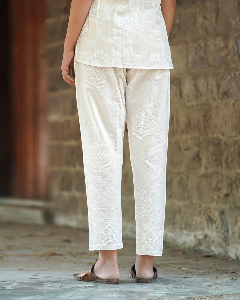 Fable of Frost Ivory Block Printed Pants - SFD - Image 4