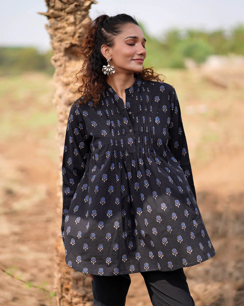 Falling Starlight Blockprinted Cotton Top-WWB - Image 5