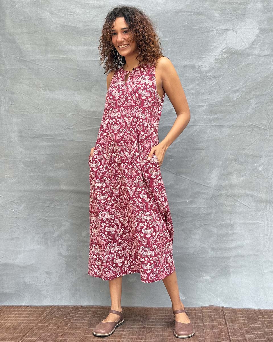 Feathered Grace Block printed Cotton Dress - Image 7