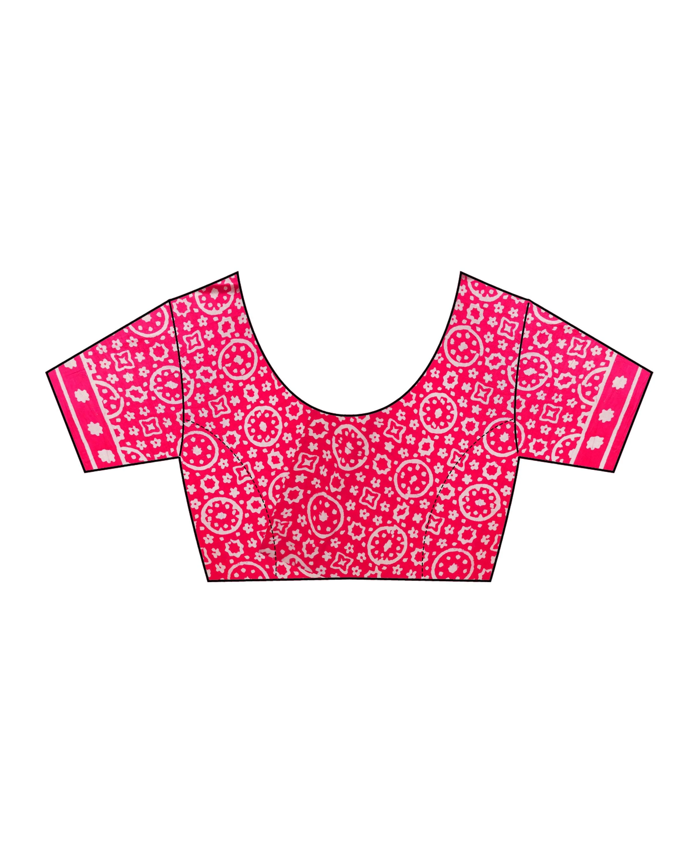 Firelight Pink Handprinted Cotton Sarees - Image 8